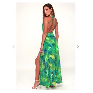 Lulus Tropic Of Discussion Green Tropical Print Maxi Dress - Size XS